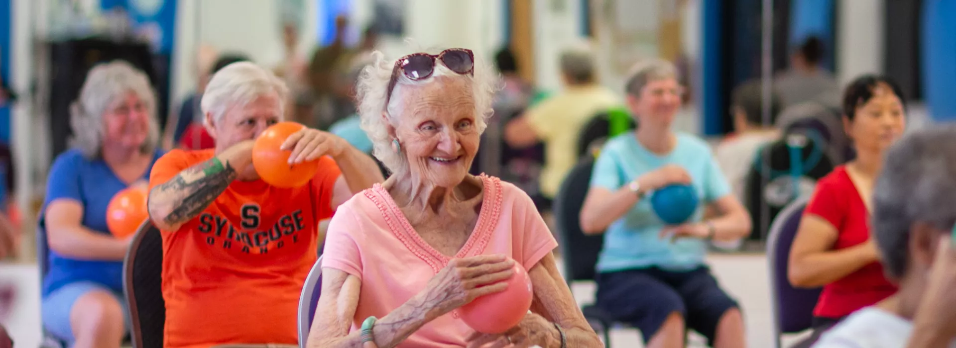 an active older adult group exercise class at the corning family ymca